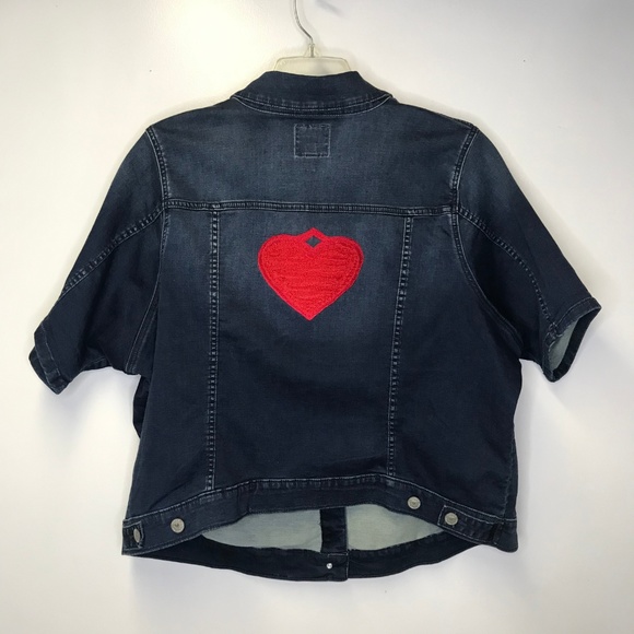 Torrid size 4 short sleeve denim jacket with heart - Picture 1 of 6